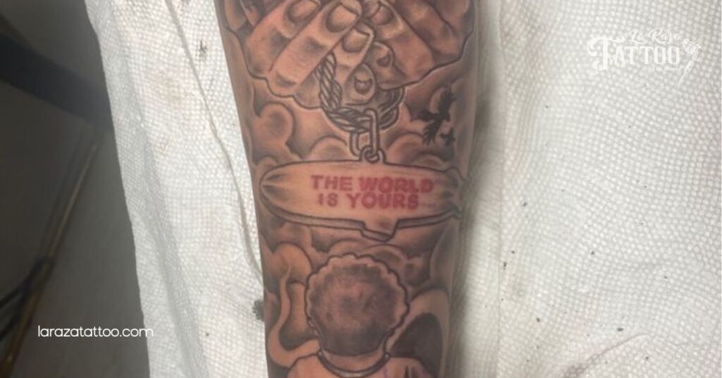 Unlock Your Ambitions: Exploring the Meaning Behind the World is Yours Tattoo 5 Arm Tattoos