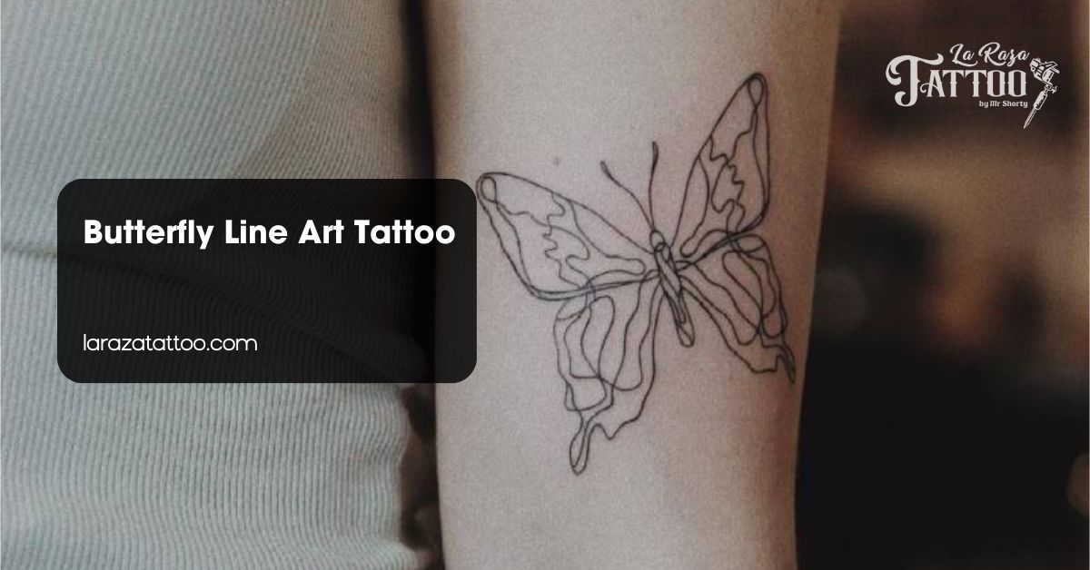 Butterfly Line Art Tattoo