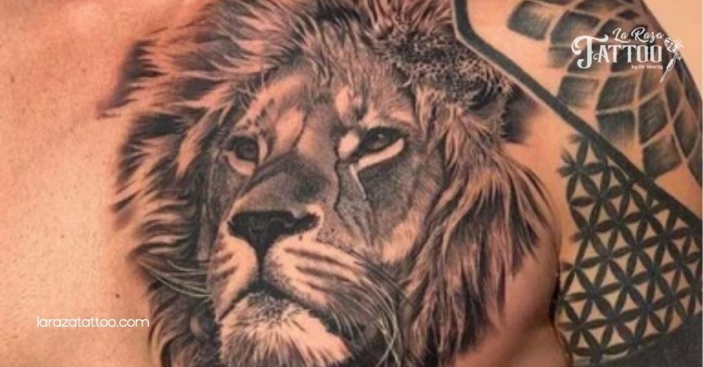 Roar with Strength: Discover Stunning Lion Tattoos and Their Powerful Meanings 13 Chest Placement