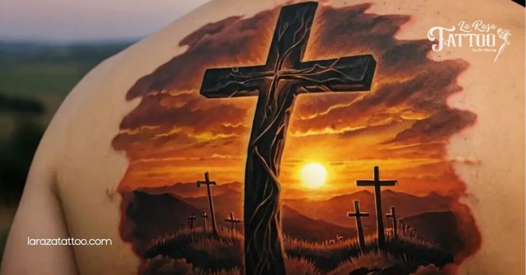 Discover the Meaning and Beauty of Three Crosses on a Hill Tattoos: A Symbol of Faith and Resilience 3 Choosing Designs for Three Crosses on a Hill Tattoos