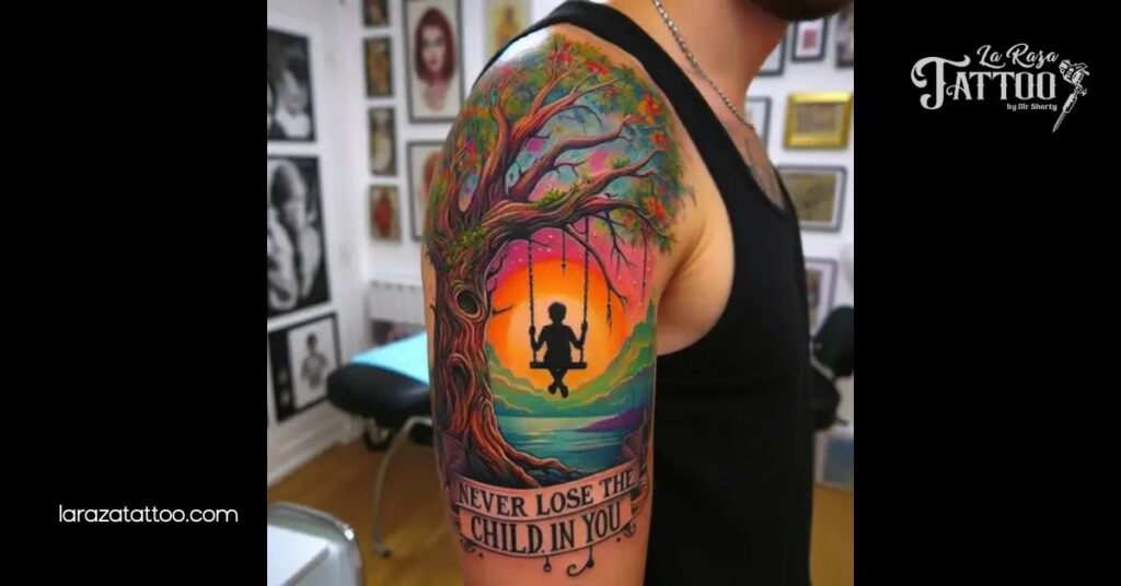 Colorful Family Tree Tattoo