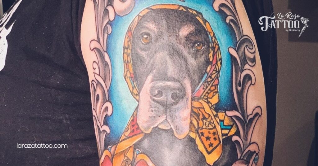 Stunning Realistic Great Dane Tattoos: A Unique Way to Celebrate Your Beloved Companion 3 Colorful Realistic Great Dane Tattoos