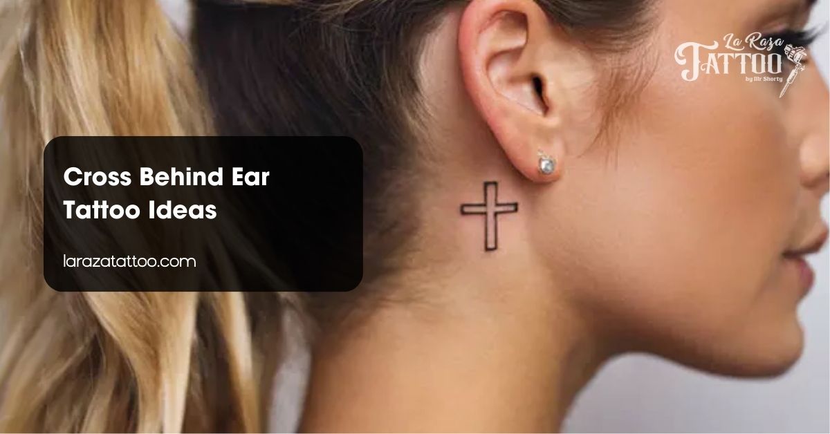 Cross Behind Ear Tattoo Ideas