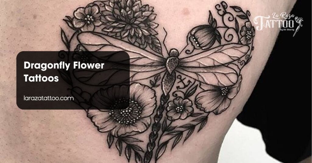 Dragonfly Flower Tattoos