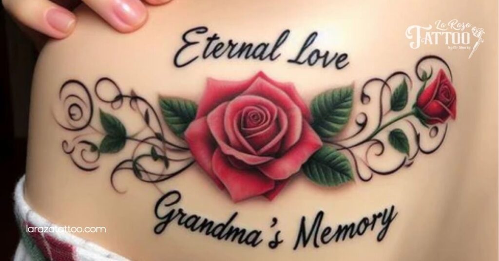 Floral Elements In Rip Grandma Tattoos