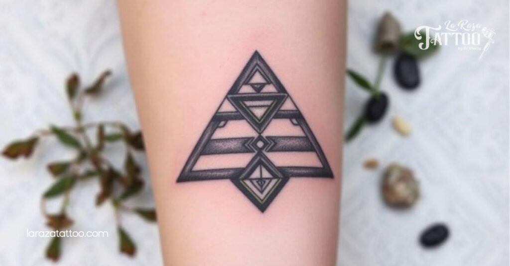 Uncover the Meaning Behind Pyramid Tattoos: Symbolism, Designs, and Care Tips 3 Geometric Pyramid Tattoos