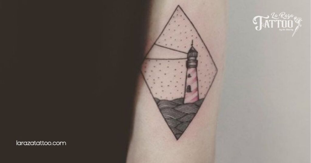 Discover the Meaning Behind Lighthouse Tattoos: Your Guide to Hope, Strength, and Style 2 Minimalist Lighthouse Tattoos