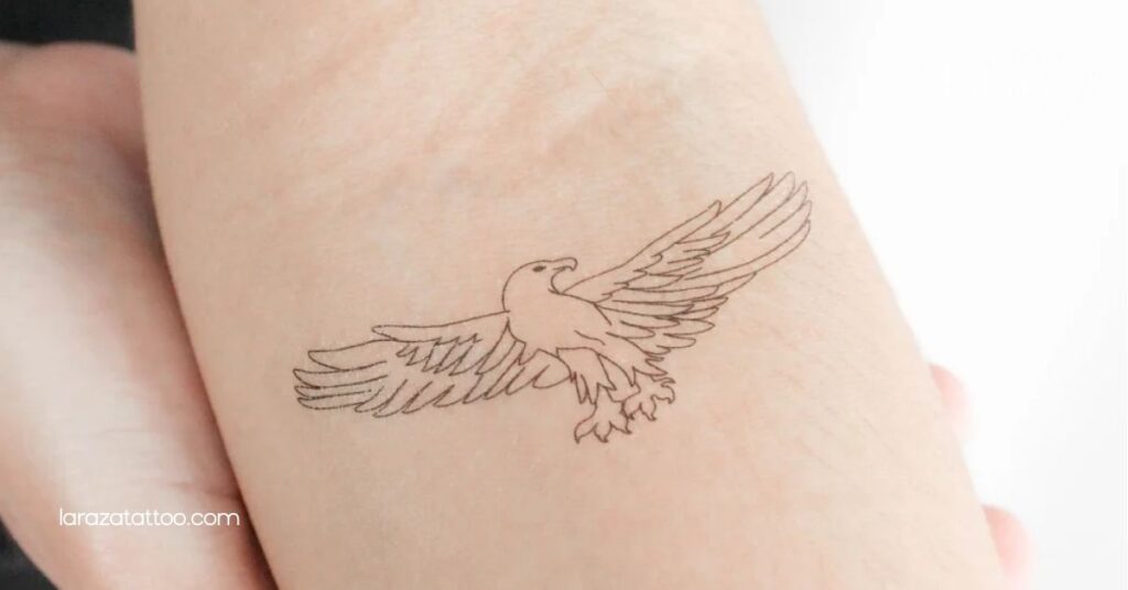 Discover the Meaning and Stunning Designs of Small Eagle Tattoos: Your Ultimate Guide 3 Minimalist Small Eagle Tattoos