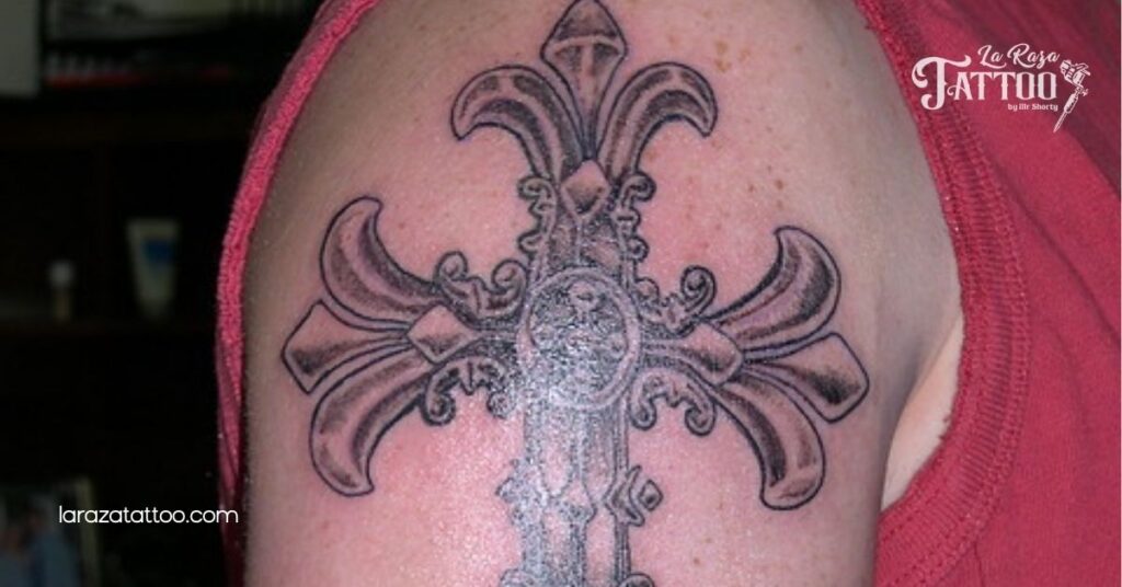Discover the Meaning Behind Cross Tattoos on Shoulder: Design Ideas & Care Tips 3 Ornate Cross Designs