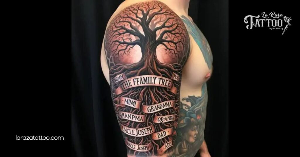 Realistic Family Tree Tattoo