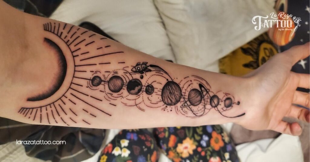 Discover the Meaning Behind Stunning Solar System Tattoos: A Cosmic Expression of You 3 Solar System Themes and Arrangements